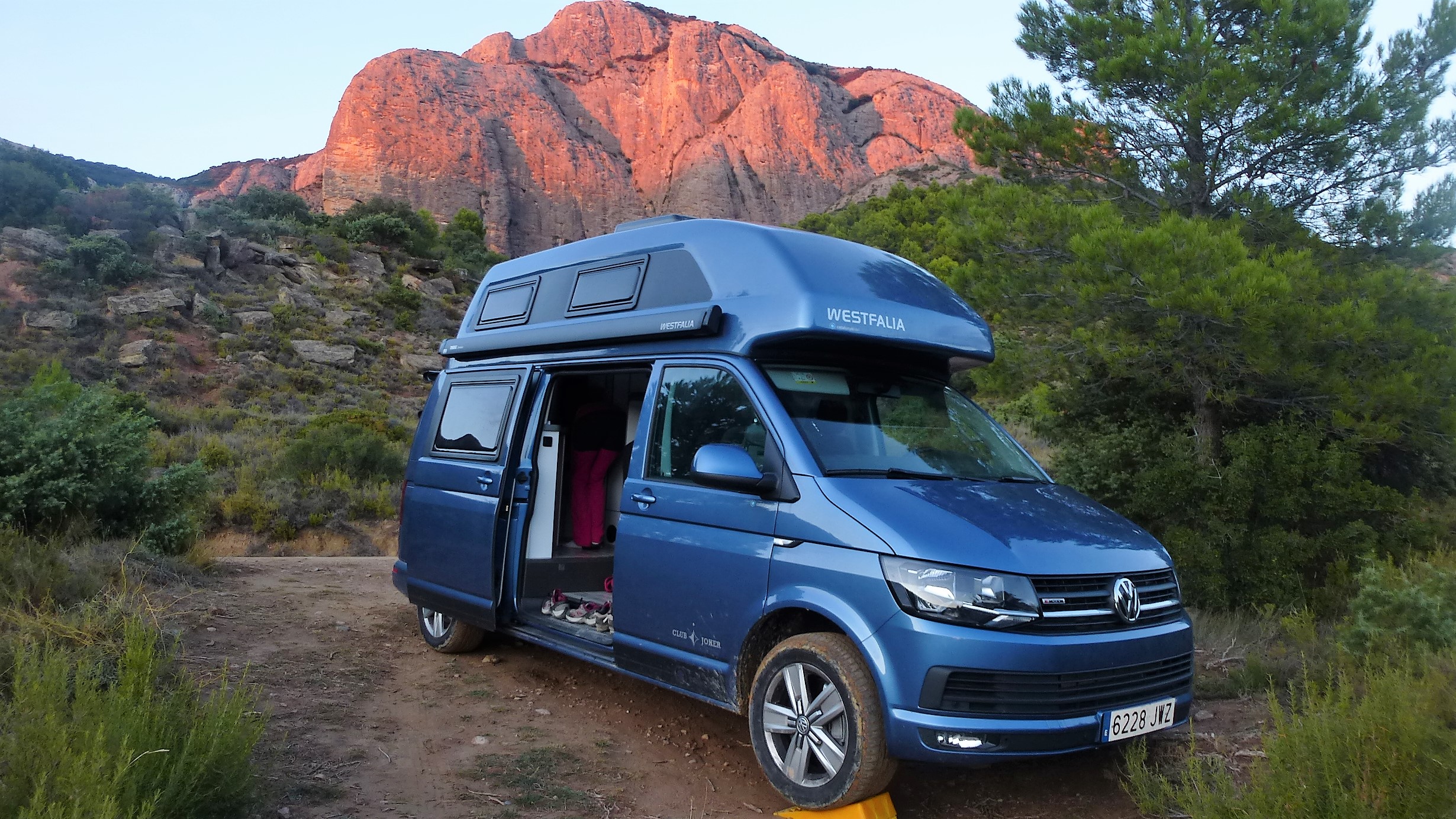 camper van and rock climbing
